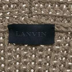 Pre Owned Lanvin Grey Rib Knit Wool Buttoned Cardigan M