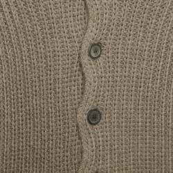 Pre Owned Lanvin Grey Rib Knit Wool Buttoned Cardigan M