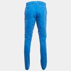 Pre Owned Lanvin Blue Cotton Gabardine Trousers L