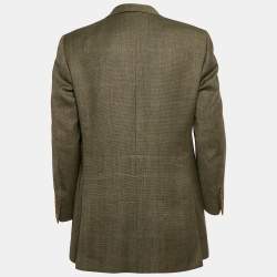 Lanvin Khaki Patterned Wool Regular Fit Blazer L
