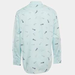 Pre Owned Lanvin Blue All Over Print Cotton Long Sleeve Shirt L