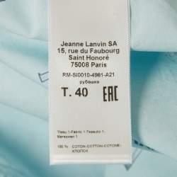 Pre Owned Lanvin Blue All Over Print Cotton Long Sleeve Shirt L