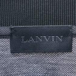 مملوكة مسبقًا Lanvin Navy Blue Embroidered Cotton Distressed Polo T-Shirt XL 