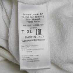 Pre Owned Lanvin White Logo Print Cotton Knit Hoodie XL