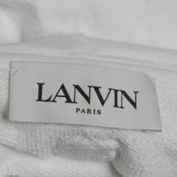 Pre Owned Lanvin White Logo Print Cotton Knit Hoodie XL