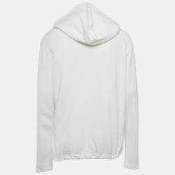 Pre Owned Lanvin White Logo Print Cotton Knit Hoodie XL