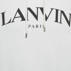 Pre Owned Lanvin White Logo Print Cotton Knit Hoodie XL