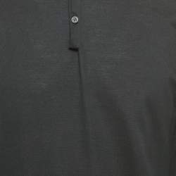 Pre Owned Lanvin Black Pique Long Sleeve Polo T-Shirt L