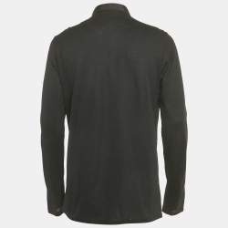 Pre Owned Lanvin Black Pique Long Sleeve Polo T-Shirt L