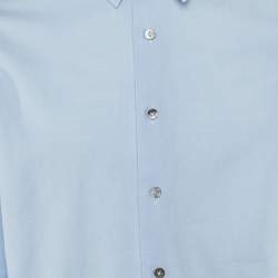 Pre Owned Lanvin Blue Cotton Button Front Shirt M