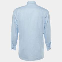 Pre Owned Lanvin Blue Cotton Button Front Shirt M