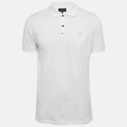 Pre Owned Lanvin White Cotton Embroidered Polo T-Shirt L