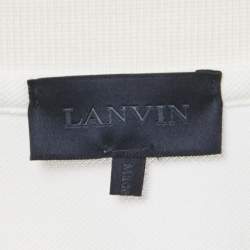 Pre Owned Lanvin White Cotton Embroidered Polo T-Shirt L