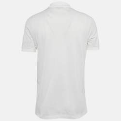 Pre Owned Lanvin White Cotton Embroidered Polo T-Shirt L