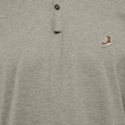 Pre Owned Lanvin Grey Cotton Patch Detail Full Sleeve Polo T-Shirt M