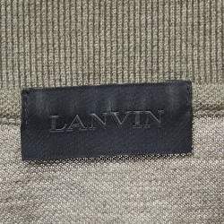Pre Owned Lanvin Grey Cotton Patch Detail Full Sleeve Polo T-Shirt M