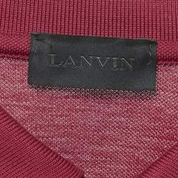 Pre Owned Lanvin Maroon Logo Patch Cotton Polo T-Shirt M