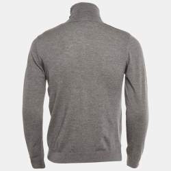 Pre Owned Lanvin Grey Wool Knit Mock Neck Sweater M