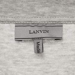 Pre Owned Lanvin Grey Logo Reflective Tape Printed Cotton Knit T-Shirt 3XL