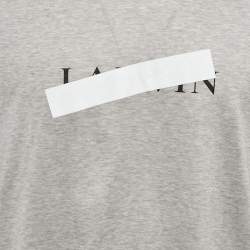 Pre Owned Lanvin Grey Logo Reflective Tape Printed Cotton Knit T-Shirt 3XL