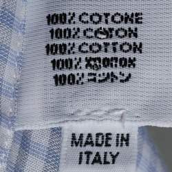 Pre Owned Lanvin Blue Gingham Raw Edge Shirt M