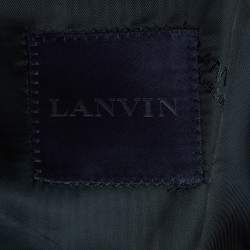 مملوكة مسبقًا Lanvin Navy Blue Windowpane Wool Single Breasted Blazer M