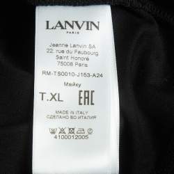 Pre Owned Lanvin Black Archives Print Patch Cotton Crewneck T-Shirt XL