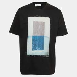 Pre Owned Lanvin Black Archives Print Patch Cotton Crewneck T-Shirt XL