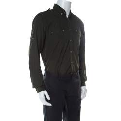 Lanvin Safari Green Cotton Button Down Shirt L 