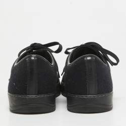 Lanvin Black Leather and Tweed Lace Up Sneakers 41