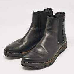 Pre Owned Lanvin Black Leather Chelsea Boots Size 45