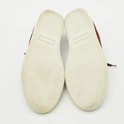 Pre Owned Lanvin Burgundy/Dark Brown Suede and Patent Leather DDB1 Low Top Sneakers Size 42