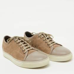 Lanvin Beige/Light Grey Suede and Leather DDB1 Low Top Sneakers Size 43