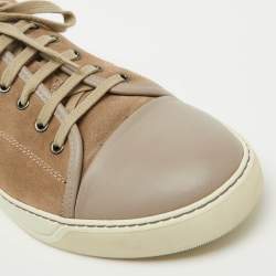Lanvin Beige/Light Grey Suede and Leather DDB1 Low Top Sneakers Size 43