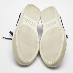 Pre Owned Lanvin Navy Blue/Black Suede and Patent Leather Low Top Sneakers Size 44