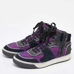 Lanvin Multicolor Leather and Mesh High Top Sneakers Size 41