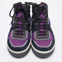 Lanvin Multicolor Leather and Mesh High Top Sneakers Size 41