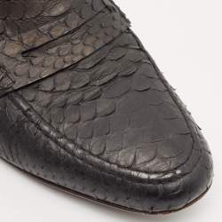 Lanvin Black Python Leather Penny Loafers Size 41