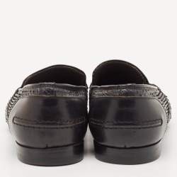 Lanvin Black Python Leather Penny Loafers Size 41