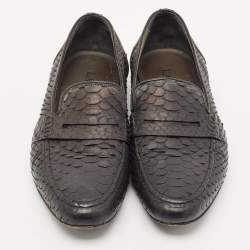 Lanvin Black Python Leather Penny Loafers Size 41