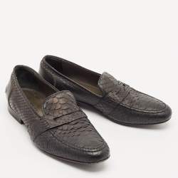 Lanvin Black Python Leather Penny Loafers Size 41