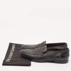 Lanvin Black Python Leather Penny Loafers Size 41
