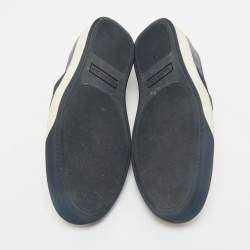 Lanvin Navy Blue Leather and Suede Slip On Sneakers Size 45