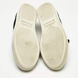 Pre Owned Lanvin Black Suede and Patent Leather Cap Toe Low Top Sneakers Size 44