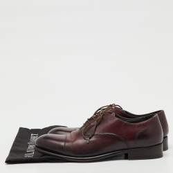 Pre Owned Lanvin Burgundy Leather Lace Up Oxfords Size 41