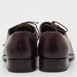 Pre Owned Lanvin Burgundy Leather Lace Up Oxfords Size 41