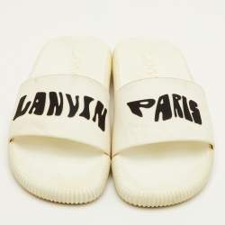 مملوكة مسبقًا Lanvin Arpege Size 42 White Rubber Flat Slide Sandals