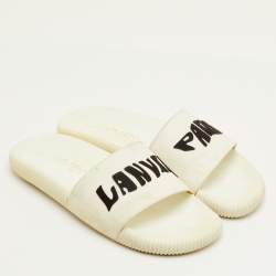 مملوكة مسبقًا Lanvin Arpege Size 42 White Rubber Flat Slide Sandals