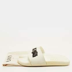 مملوكة مسبقًا Lanvin Arpege Size 42 White Rubber Flat Slide Sandals