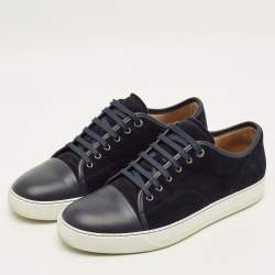 مملوكة مسبقًا حذاء رياضي لانفان غطاء مقدمة جلد وسويدي أسود عنق منخفض مقاس 44